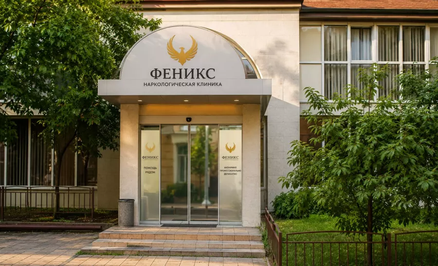 Вход в наркологическую клинику «Феникс» в Пыталове